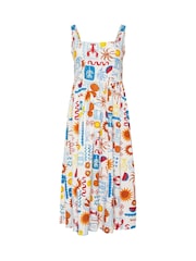 PixieGirl Petite White Postcard Midi Dress - Image 1 of 1