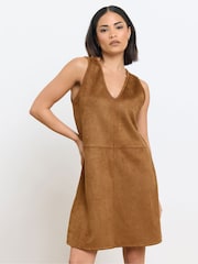PixieGirl Petite Brown Suedette Mini Dress - Image 2 of 6