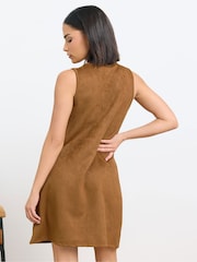 PixieGirl Petite Brown Suedette Mini Dress - Image 4 of 6