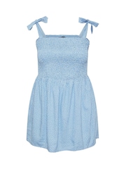 Yours Curve Blue Shirred Cami - Image 4 of 4