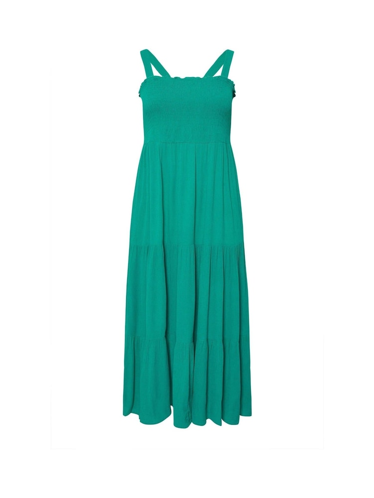 Yours Curve Green Shirred Strappy Maxi Dress - Image 1 of 1