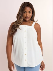 Blanco - Yours Curve Sleeveless T-Shirt - Imagen 1 de 5