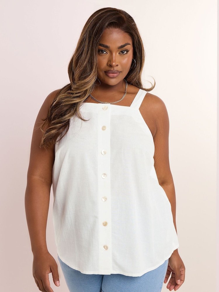 Blanco - Yours Curve Sleeveless T-Shirt - Imagen 1 de 5