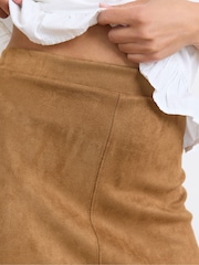 PixieGirl Petite Brown Suedette Midi Skirt - Image 4 of 5