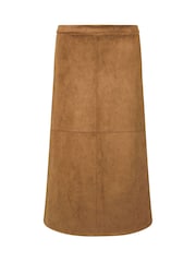PixieGirl Petite Brown Suedette Midi Skirt - Image 5 of 5