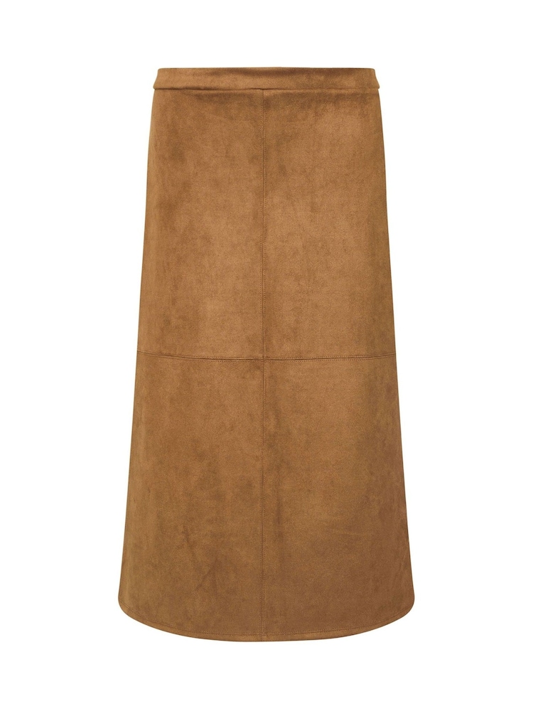 PixieGirl Petite Brown Suedette Midi Skirt - Image 5 of 5
