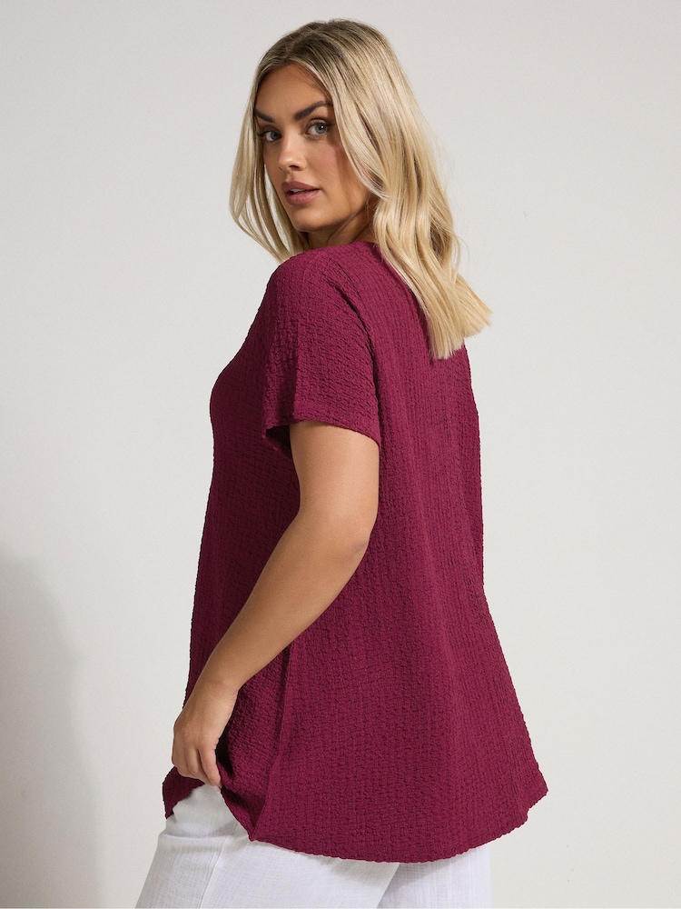 Yours Curve Pink Textured Swing Top - Image 2 of 5