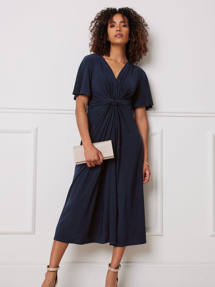 M&Co Blue Short Sleeve Twist Dress - Image 2 of 5