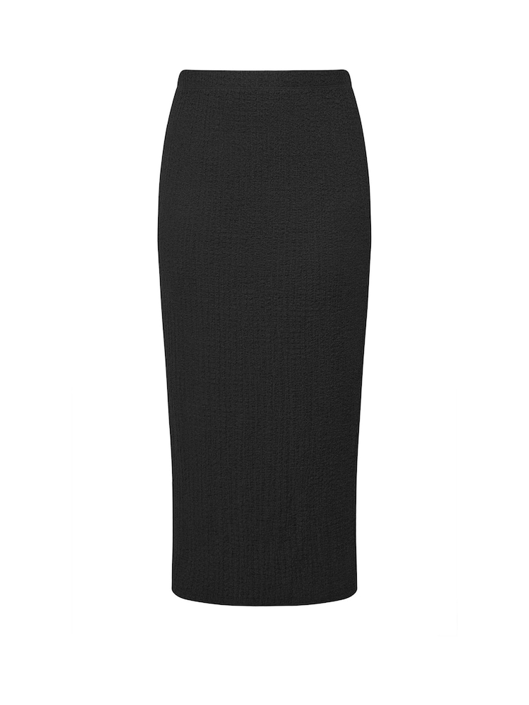 Preto - Saia texturizada com fenda lateral Yours Curve - Imagem 3 de 3