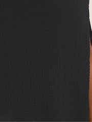 Yours Curve Black Textured Side Split Skirt - Image 5 of 5