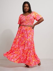 Yours Curve Pink Tiered Skirt - Image 2 of 5