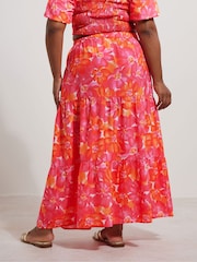 Yours Curve Pink Tiered Skirt - Image 3 of 5