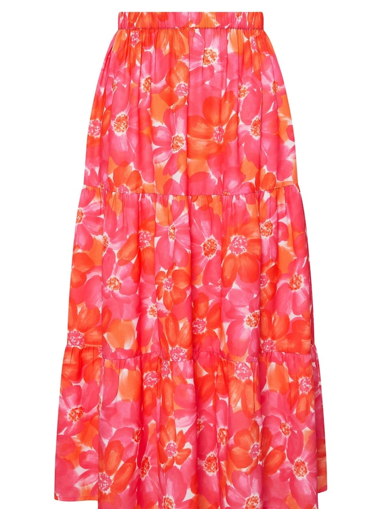 Yours Curve Pink Tiered Skirt - Image 5 of 5