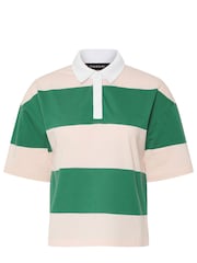 PixieGirl Petite Green Short Sleeve Stripe Rugby 100% Cotton Shirt - Image 5 of 5
