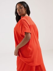 Yours Curve Orange V-Neck Co-Ord Top - Image 3 of 5