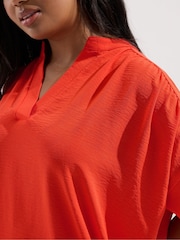 Yours Curve Orange V-Neck Co-Ord Top - Image 4 of 5