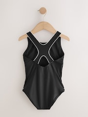 أسود/أبيض - Racerback Swimsuit (3-16yrs) - صورة 6 من 8