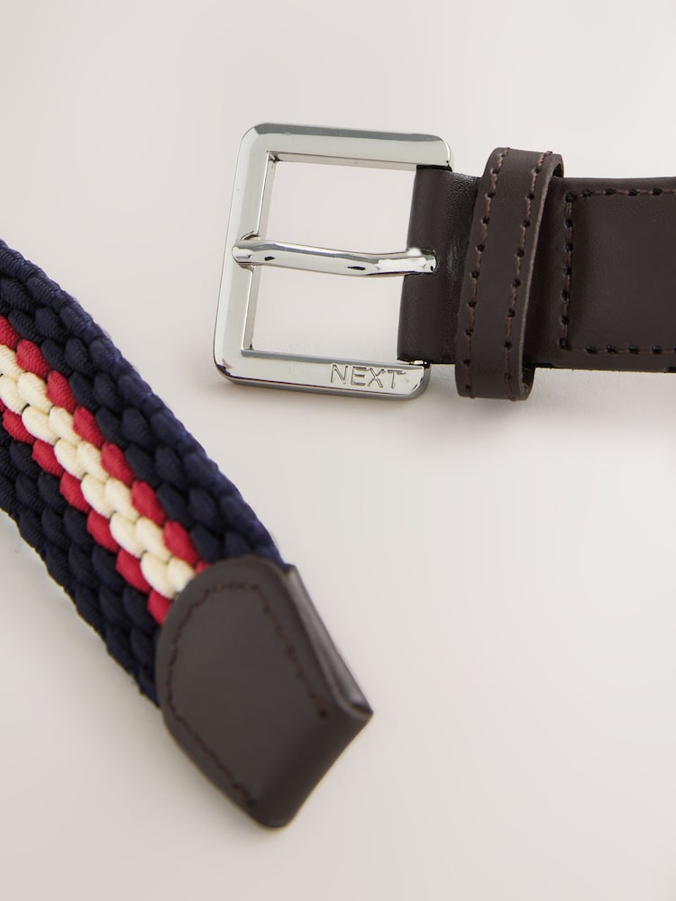 Navy Blue/Red Plaited Belt - Image 1 of 3