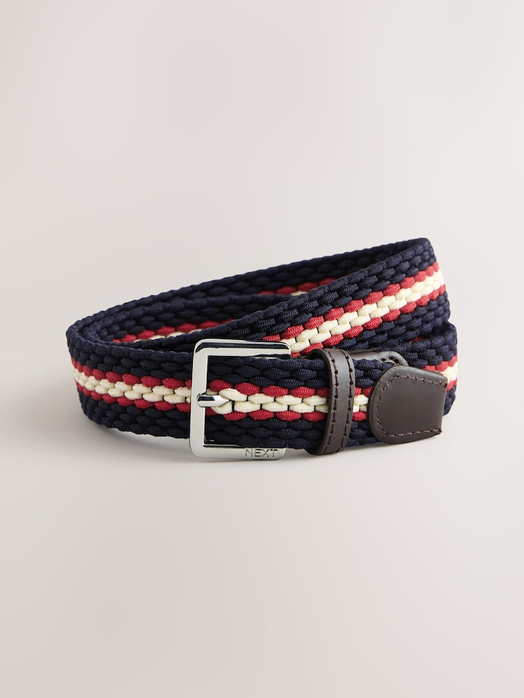 Navy Blue/Red Plaited Belt - Image 2 of 3