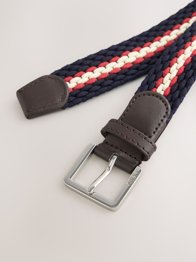 Navy Blue/Red Plaited Belt - Image 3 of 3