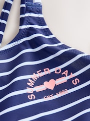 أزرق مقلم - بدلة سباحة بحمالة مزدوجة (3 - 16 سنة) - صورة 3 من 4