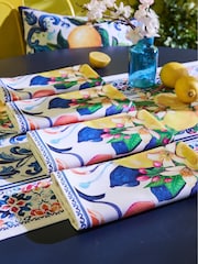 Joe Browns Set of 4 White Lemon Tile Print Napkins - Image 1 of 3