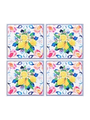 Joe Browns Set of 4 White Lemon Tile Print Napkins - Image 3 of 3