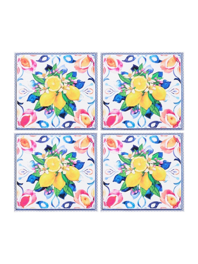 Joe Browns Set of 4 White Lemon Tile Print Napkins - Image 3 of 3 Joe Browns Set of 4 White Lemon Tile Print Napkins - Image 3 of 3