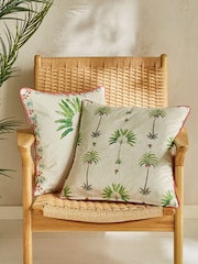 Joe Browns Cream Palm Tree Velvet Reversible Cushion - Image 2 of 7