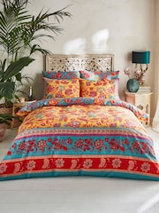 Joe Browns Ochre Border Print Cotton Sateen Reversible Duvet Set - Image 1 of 7