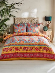 Joe Browns Ochre Border Print Cotton Sateen Reversible Duvet Set - Image 2 of 7