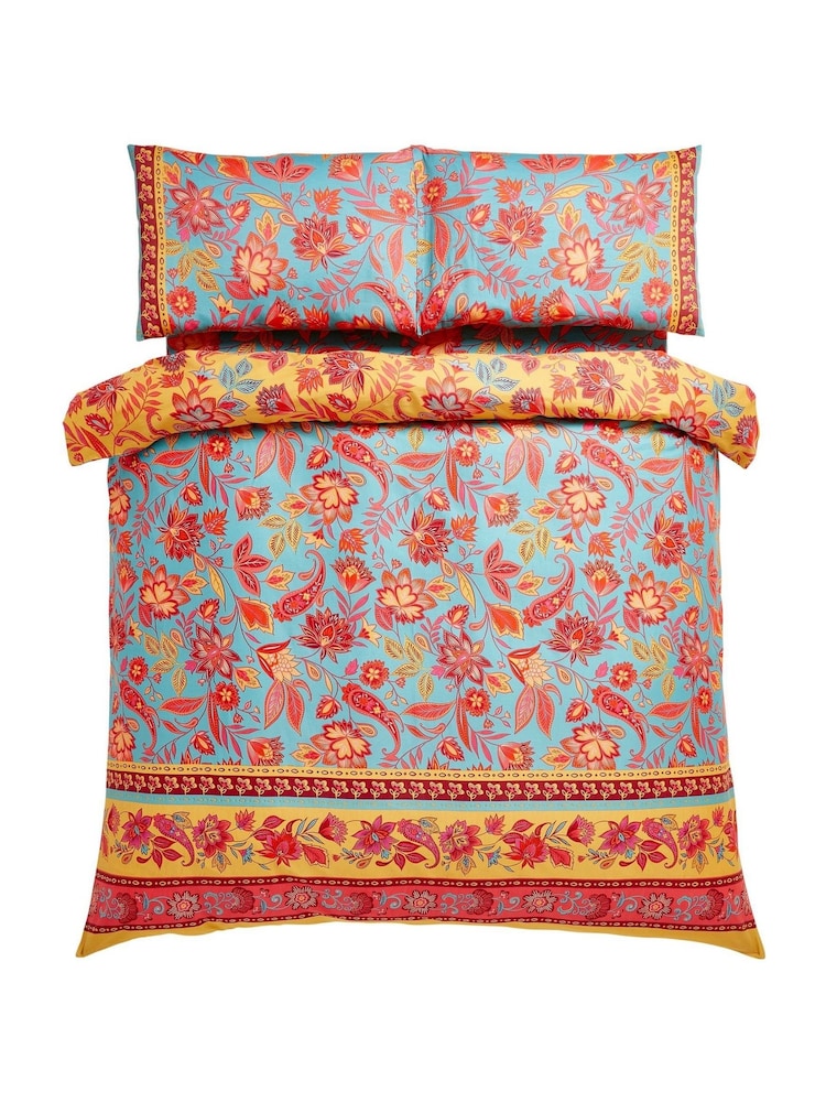 Joe Browns Ochre Border Print Cotton Sateen Reversible Duvet Set - Image 7 of 7