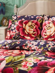 Joe Browns Navy Floral Blossom Cotton Sateen Reversible Duvet Set - Image 4 of 7