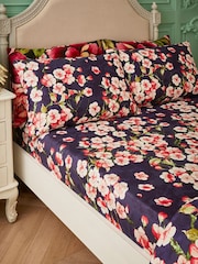 Joe Browns Navy Floral Blossom Fitted Sheet and Pillowcases - Image 3 of 3