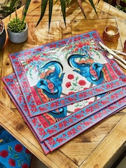 Joe Browns Set of 4 Cream Elephant Border Print Placemats - Image 1 of 3