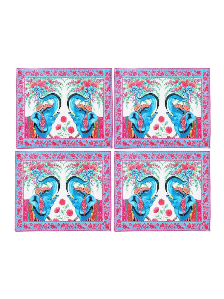 Joe Browns Set of 4 Cream Elephant Border Print Placemats - Image 2 of 3