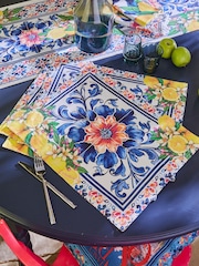 Joe Browns Set of 4 Blue Lemon Tile Print Placemats - Image 1 of 3