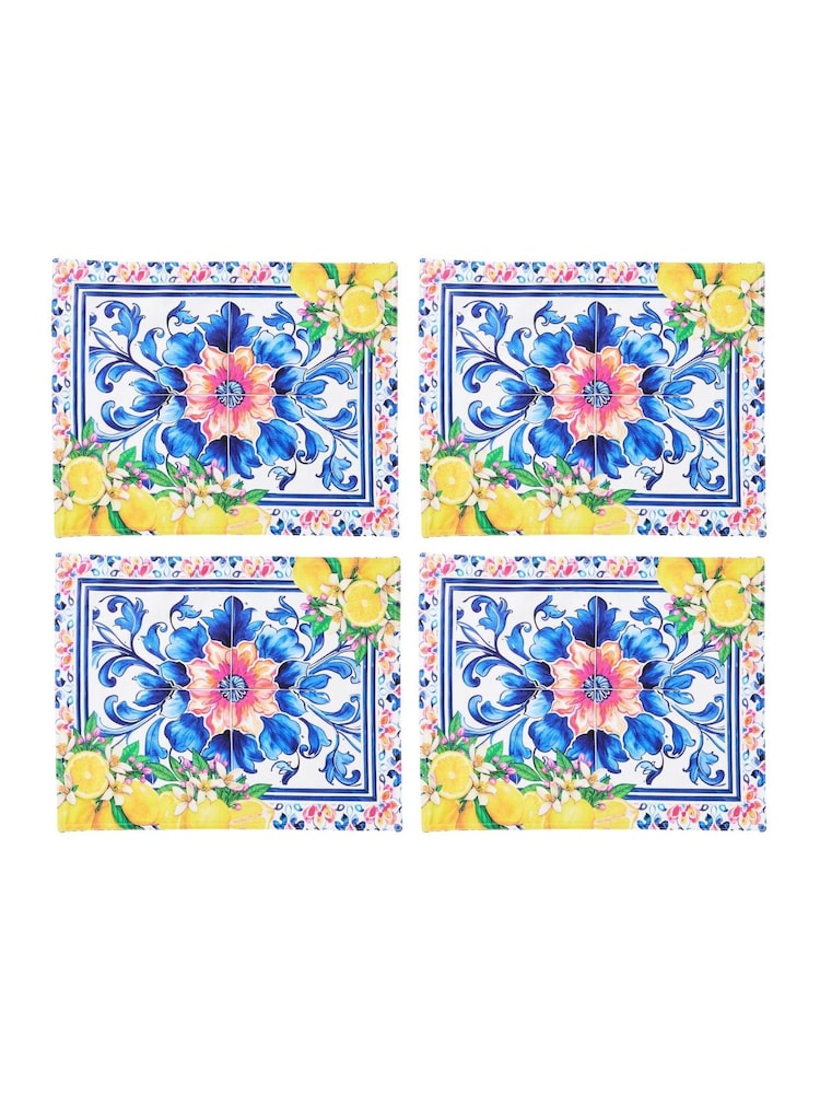 Joe Browns Set of 4 Blue Lemon Tile Print Placemats - Image 3 of 3