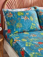 Joe Browns Blue Tropical Print Fitted Sheet and Pillowcases - Image 2 of 2