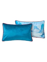 Joe Browns Aqua Cherry Blossom Landscape Reversible Velvet Cushion - Image 6 of 6