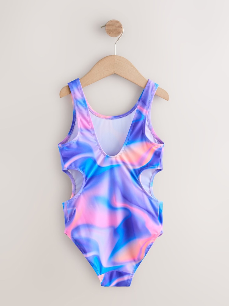 Purple Tie Dye Cutout Swimsuit (3-16yrs) - Image 2 of 4 Purple Tie Dye Cutout Swimsuit (3-16yrs) - Image 2 of 4