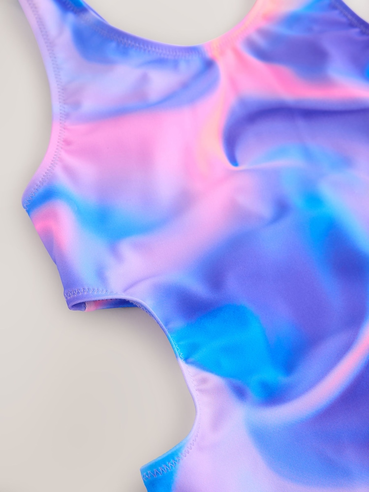 Purple Tie Dye Cutout Swimsuit (3-16yrs) - Image 4 of 4 Purple Tie Dye Cutout Swimsuit (3-16yrs) - Image 4 of 4