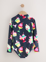 Navy Blue Ice Cream Long Sleeve Sunsafe Swimsuit (3mths-16yrs) - Image 6 of 8