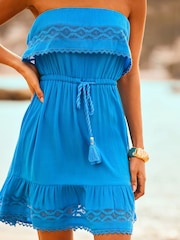 Sosandar Blue Broderie Detail Beach Dress - Image 3 of 5