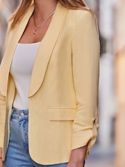 Sosandar Yellow Linen Blend Blazer - Image 3 of 5