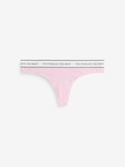Victoria's Secret Black/Pink/Nude Thong Logo 4 Pack Knickers - Image 2 of 7