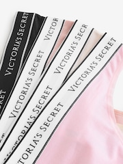 Victoria's Secret Black/Pink/Nude Thong Logo 4 Pack Knickers - Image 8 of 9