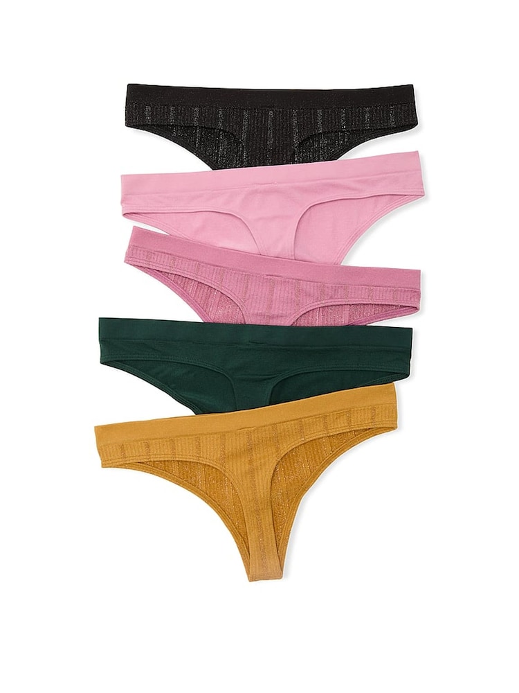 Victoria's Secret Black/Pink/Green/Yellow 5 Pack Knickers - Image 1 of 1