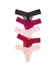 Victoria's Secret Red/Black/Pink/Purple Thong 5 Pack Knickers - Image 2 of 2