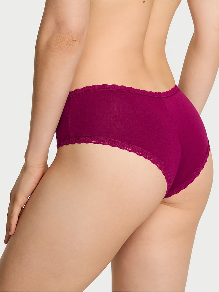 Victoria's Secret Fresh Jam Purple Cheeky Cotton Lace Trim Knickers - Image 2 of 3